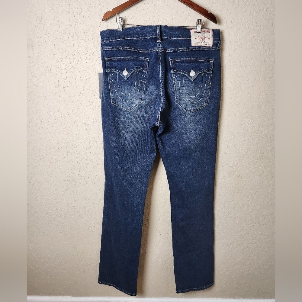 True Religion Ricky Relaxed Flap Straight Dark Woodland Wash Jeans Size 36 - Picture 2 of 10
